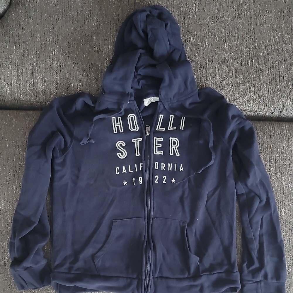 Vintage Hollister Dark Blue Zip-Up Hoodie